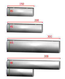 Brackets & Supports - Rail Brackets (XB) image shown in three different sizes